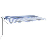 Vidaxl Luifel Automatisk med LED og vindsensor 600x350 cm blå hvid