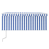 Vidaxl luifel met rolgordijn, led en windsensor 3x2,5 m blauw en wit