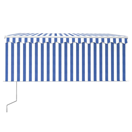 Vidaxl luifel met rolgordijn, led en windsensor 3x2,5 m blauw en wit