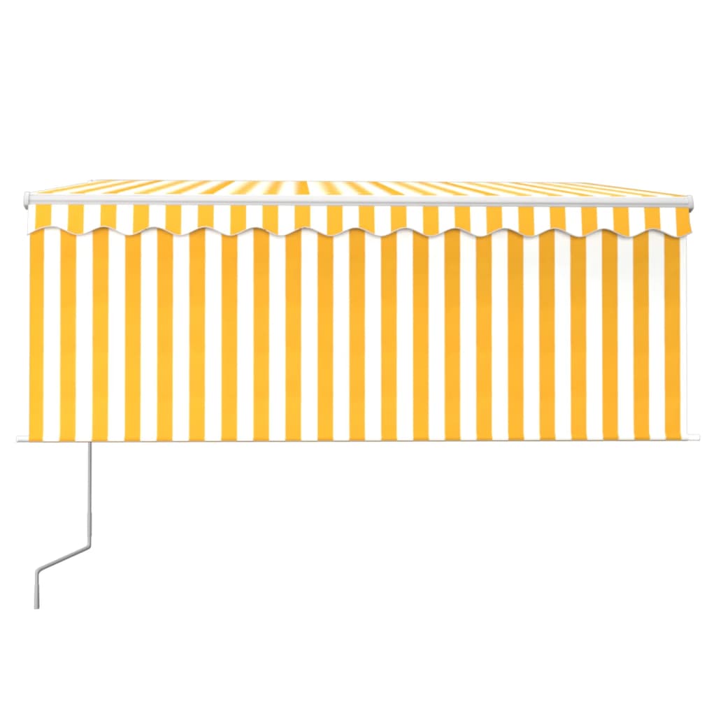 Vidaxl luifel automatisch met gordijn led windsensor 3x2,5 m geel wit