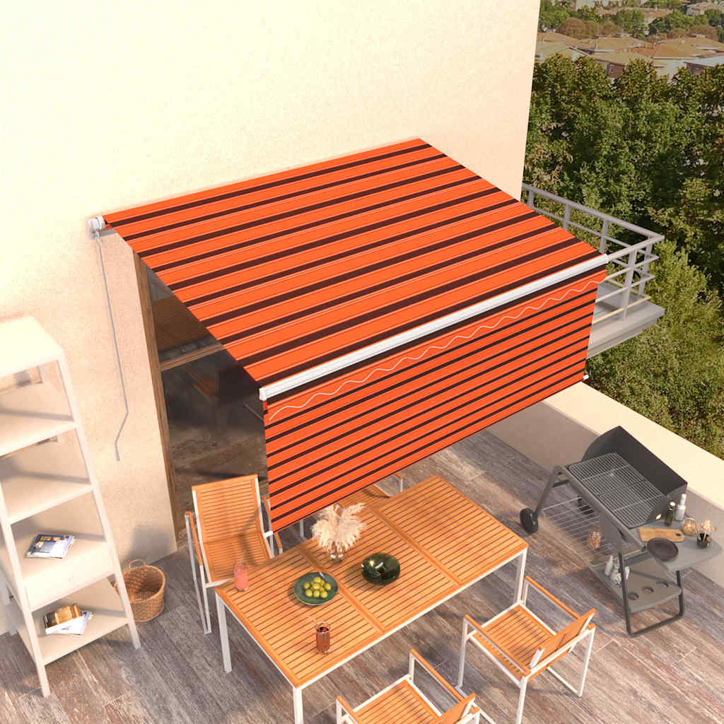 Vidaxl luifel handmatig uittrekbaar rolgordijn 3,5x2,5 m oranje bruin