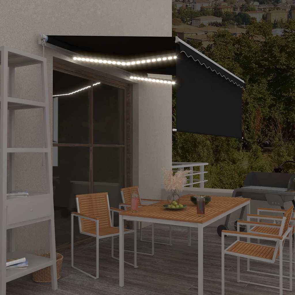 Vidaxx fortelt manuelt udtrækbart rullegardin LED 3,5x2,5 m antracit