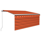 Vidaxl luifel handmatig uittrekbaar gordijn led 3,5x2,5 m oranje bruin