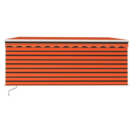 Vidaxl luifel handmatig uittrekbaar gordijn led 3,5x2,5 m oranje bruin