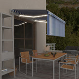 Vidaxl Laifel med rulleblind, LED og vindsensor 3,5x2,5 m blå og hvid