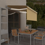 Vidaxx fortelt med rullegardin, LED og vindsensor 3,5x2,5 m gul og hvid