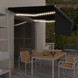 Vidaxl Luifel med rulleblind, LED og vindsensor 4x3 m anthracit farvet