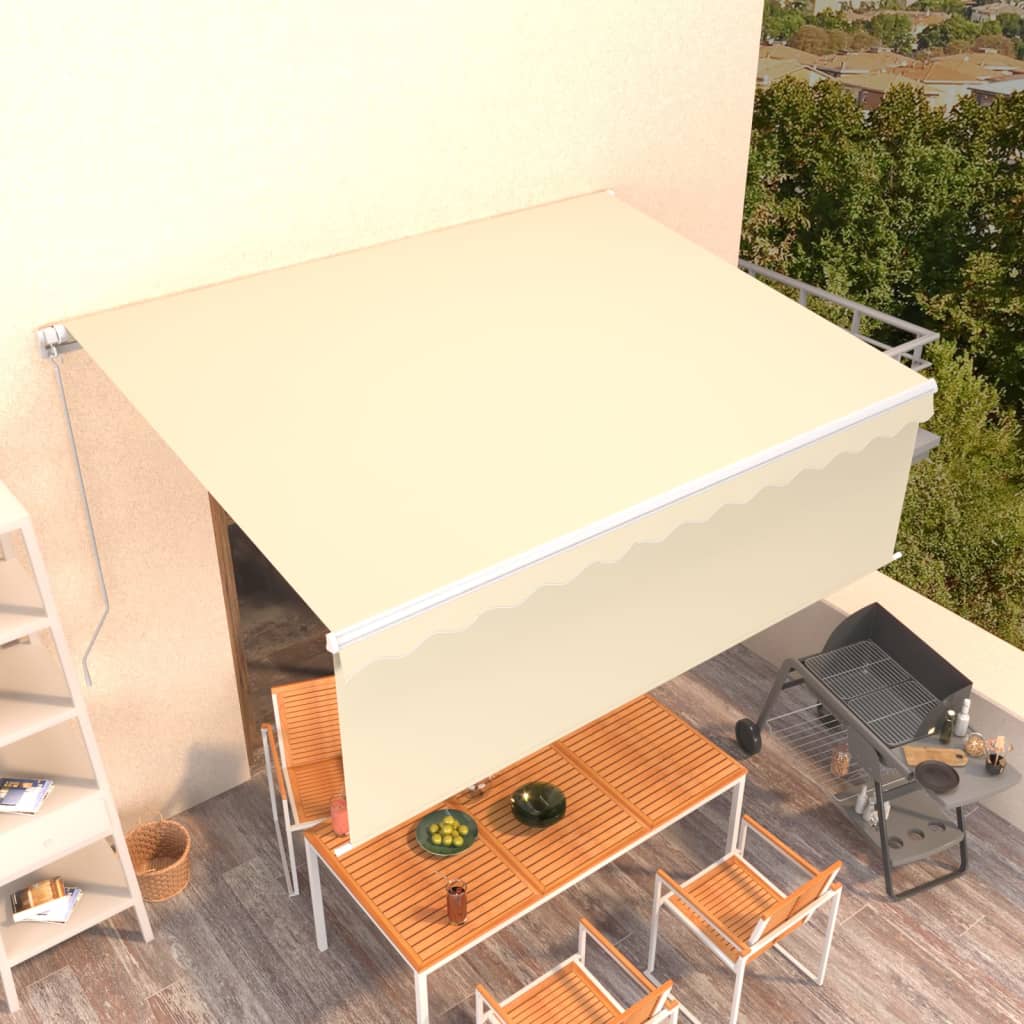 Vidaxl Luifel manuelt kan udvides med rulleblind 4,5x3 m cremefarve