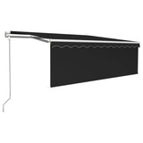 Vidaxl Luifel Automatisk med gardin LED vindsensor 4,5x3 m anthracit
