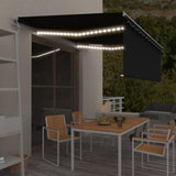 Vidaxl Luifel Automatisk med gardin LED vindsensor 4,5x3 m anthracit