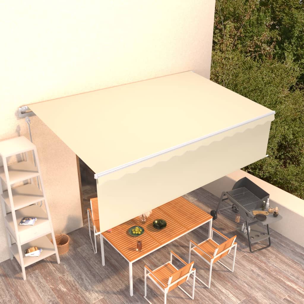 Vidaxl Luifel kan automatisk udvides med rulleblind 5x3m creme -farvet