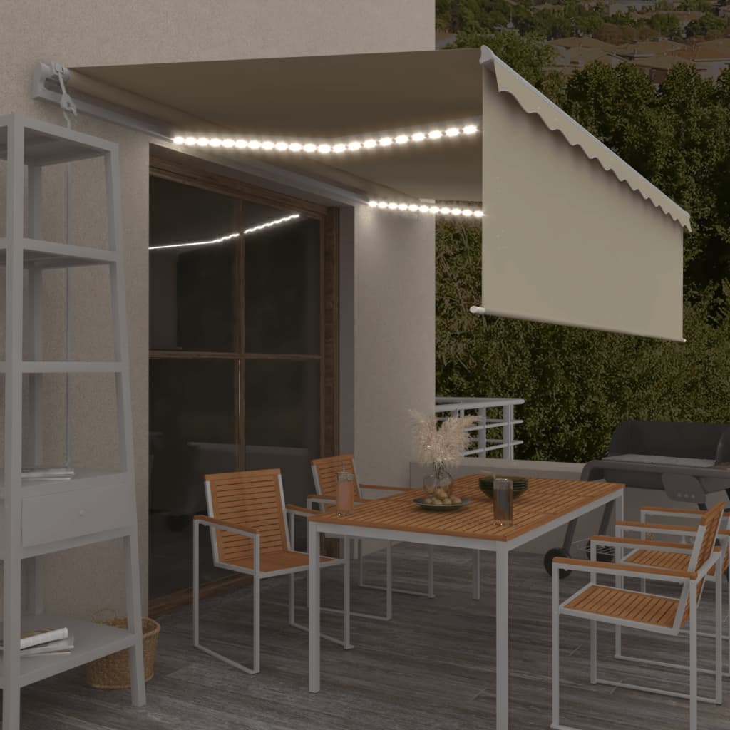 Vidaxl Luifel Automatisk med rulleblind LED vindsensor 5x3 m creme