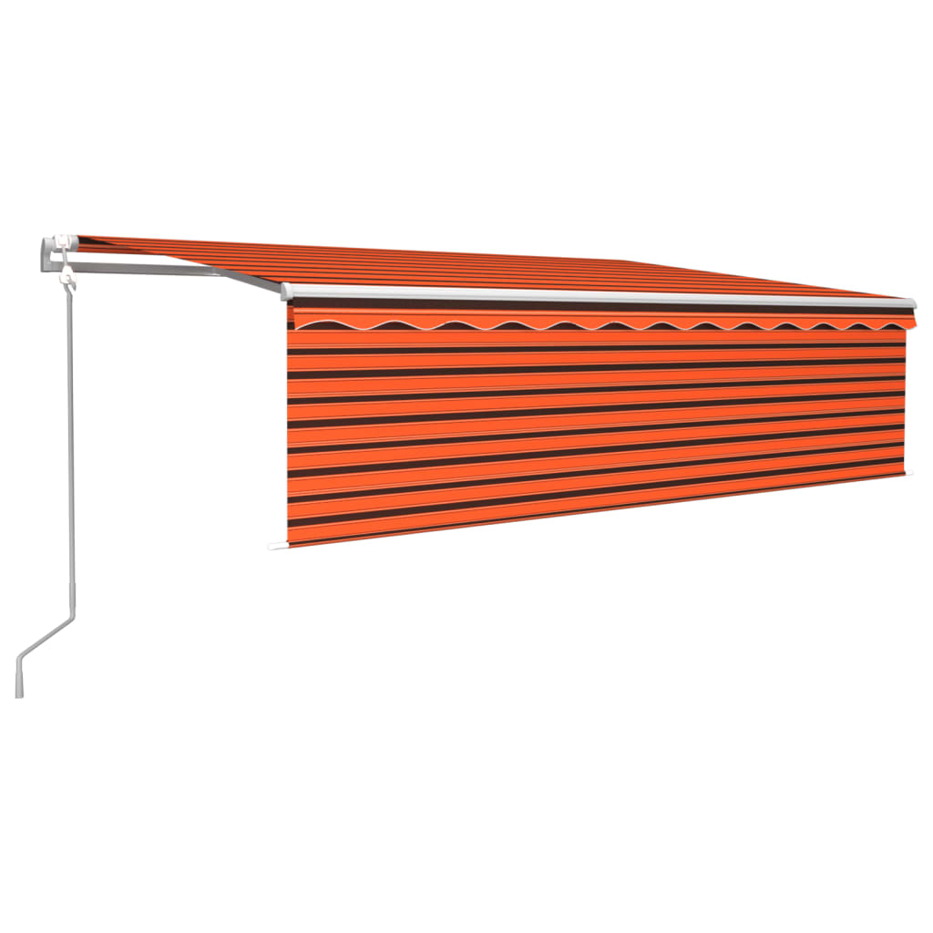 Vidaxl Luifel Automatisk rulleblind LED vindsensor 5x3 m orange brun