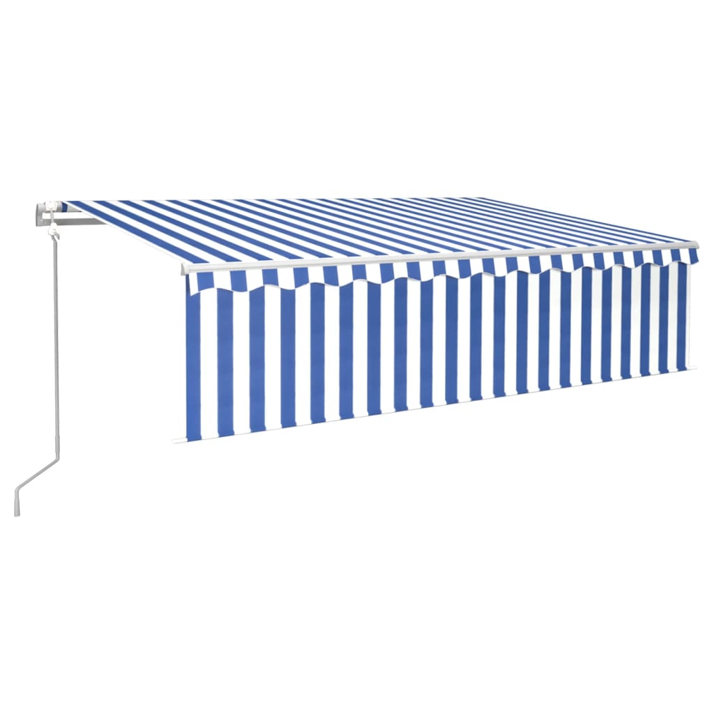 Vidaxl Luifel Automatisk rulleblind LED vindsensor 6x3 cm blå hvid