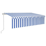 Vidaxl Luifel Automatisk rulleblind LED vindsensor 6x3 cm blå hvid