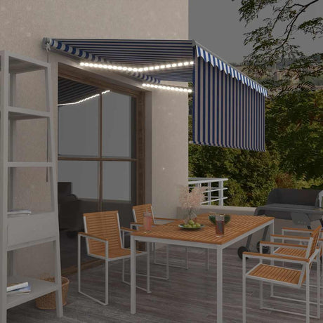 Vidaxx fortelt manuelt udtrækbart rullegardin LED 3x2,5 m blå hvid