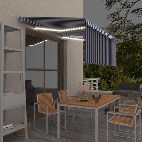 Vidaxx fortelt manuelt udtrækbart rullegardin LED 3x2,5 m blå hvid