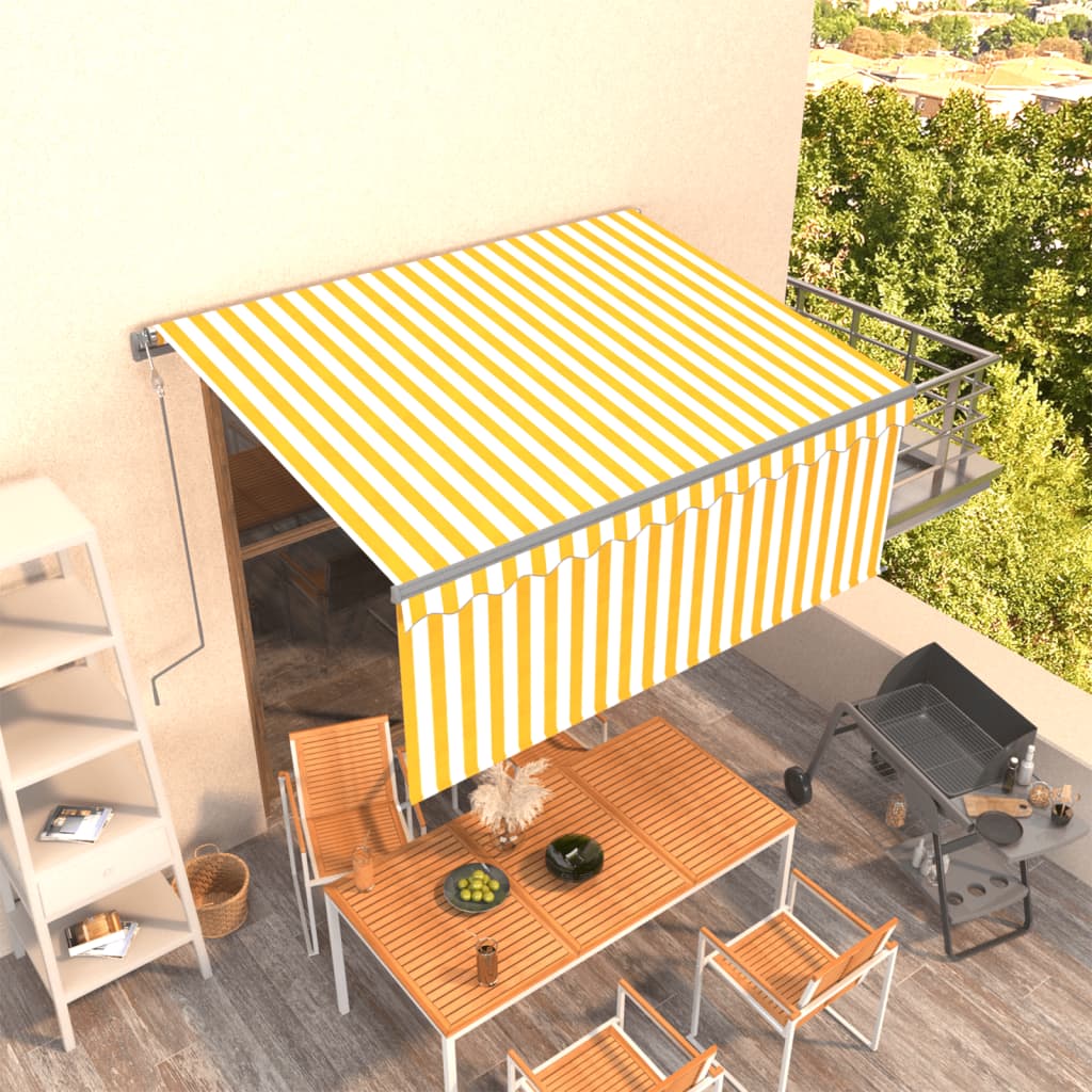Vidaxl Luifel kan automatisk udvides med rulleblind 3x2,5 m gul hvid