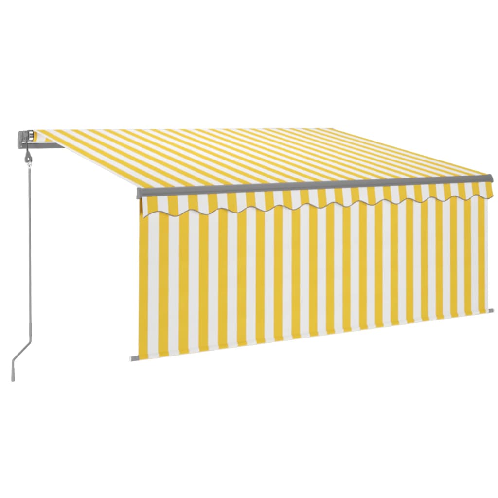 Vidaxl Luifel Automatisk med gardin LED vindsensor 3x2,5 m gul hvid