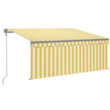 Vidaxl Luifel Automatisk med gardin LED vindsensor 3x2,5 m gul hvid