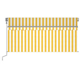 Vidaxl Luifel Automatisk med gardin LED vindsensor 3x2,5 m gul hvid