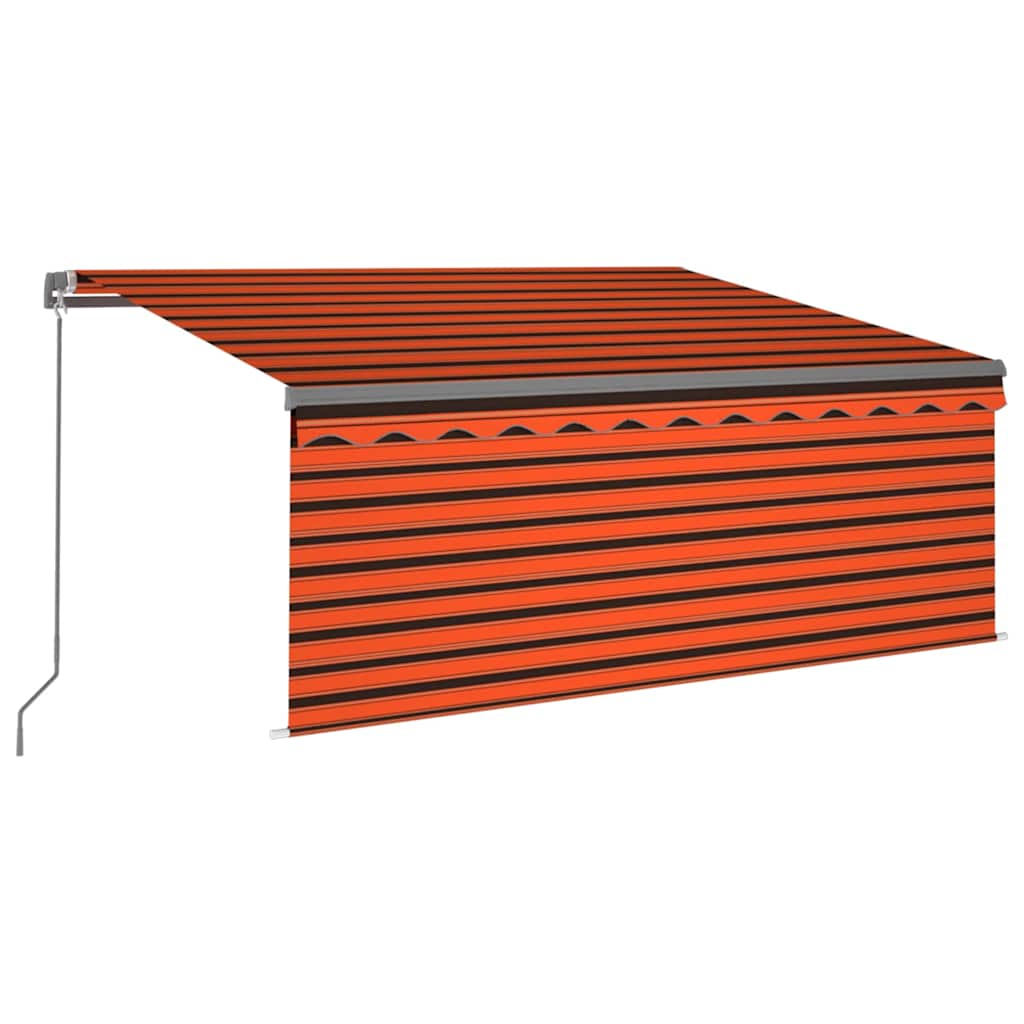 Vidaxl luifel handmatig uittrekbaar gordijn led 3,5x2,5 m oranje bruin