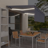 Vidaxl Luifel Automatisk rulleblind LED vindsensor 4x3 m blå og hvid