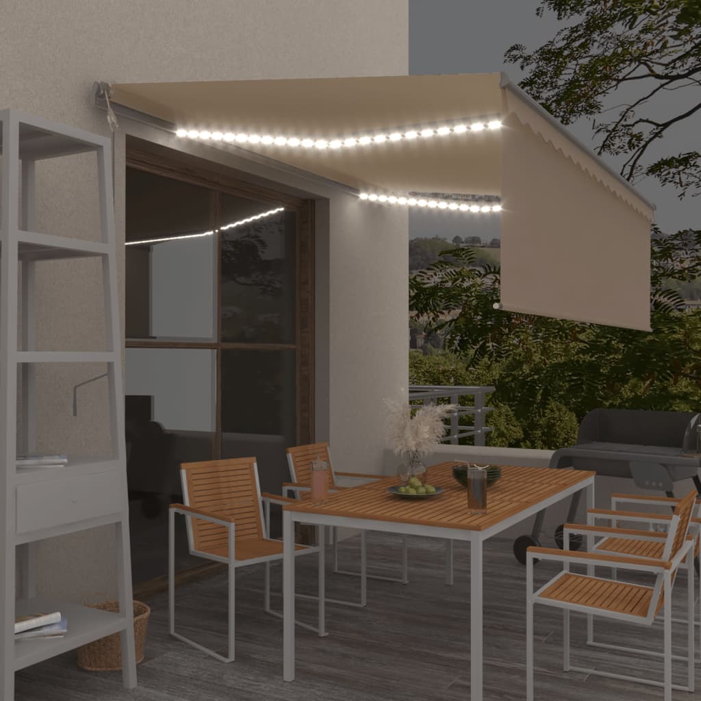 Vidaxl Luifel Automatisk med rulleblind LED vindsensor 4x3 m creme