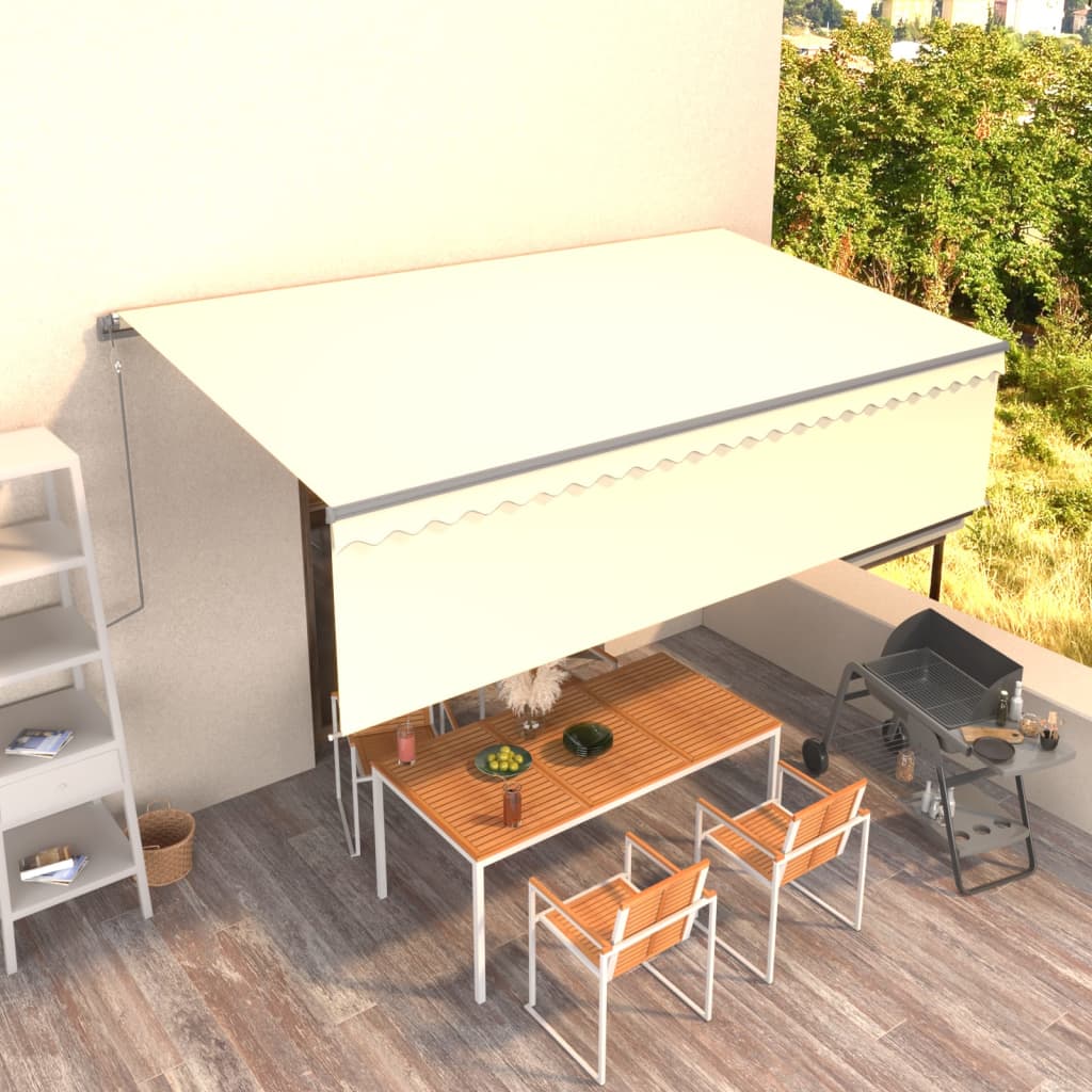 Vidaxl Luifel kan automatisk udvides med rulleblind 5x3m creme -farvet