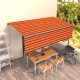 Vidaxl Luifel Automatisk udvidelig rulleblind 5x3 m orange og brun