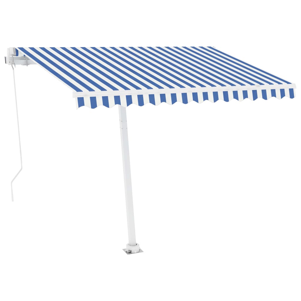 Vidaxl Luifel manuelt kan udvides med LED 300x250 cm blå og hvid