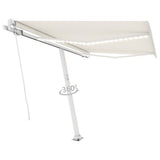 Vidaxl Luifel manuelt kan udvides med LED 300x250 cm creme -farvet