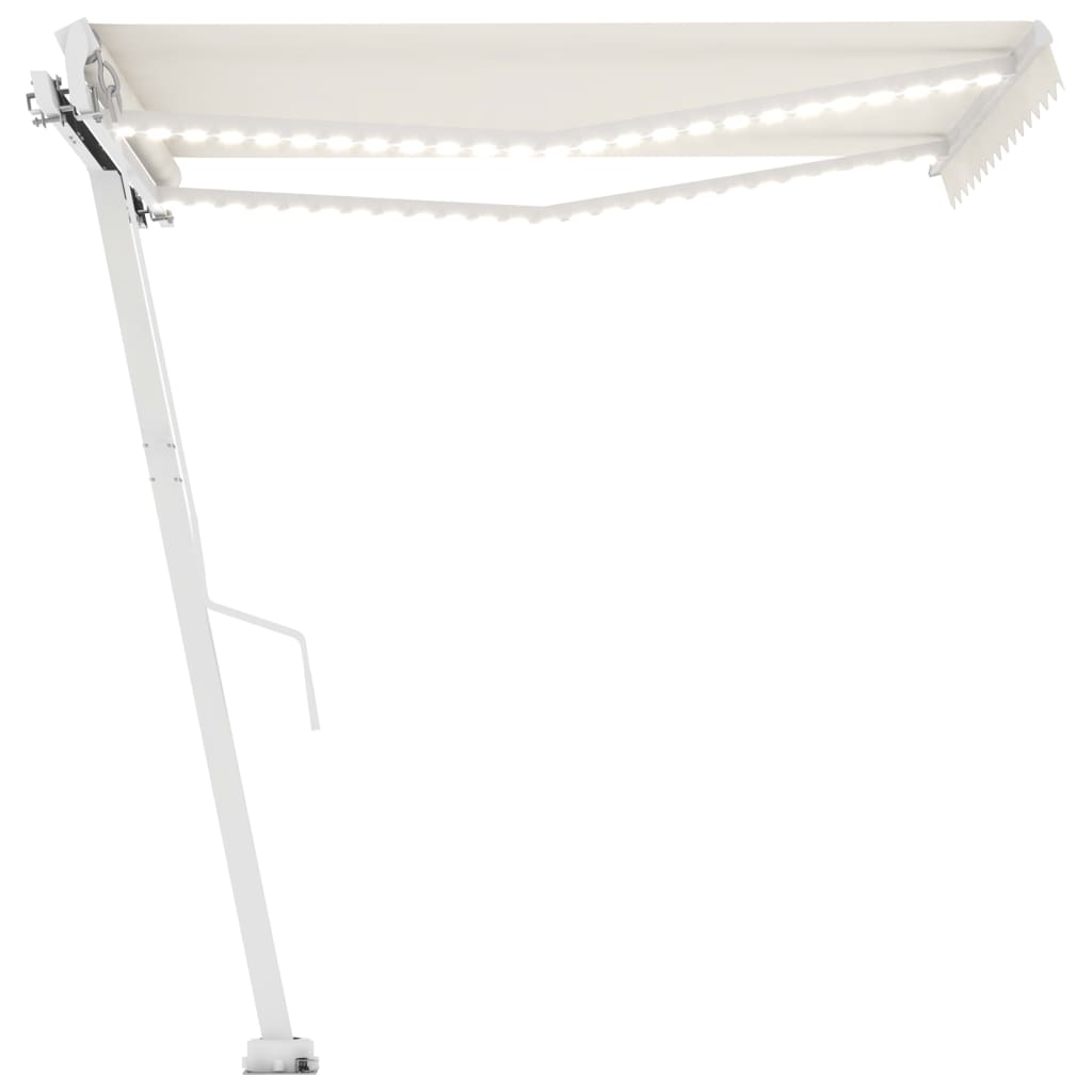 Vidaxl Luifel manuelt kan udvides med LED 350x250 cm creme -farvet