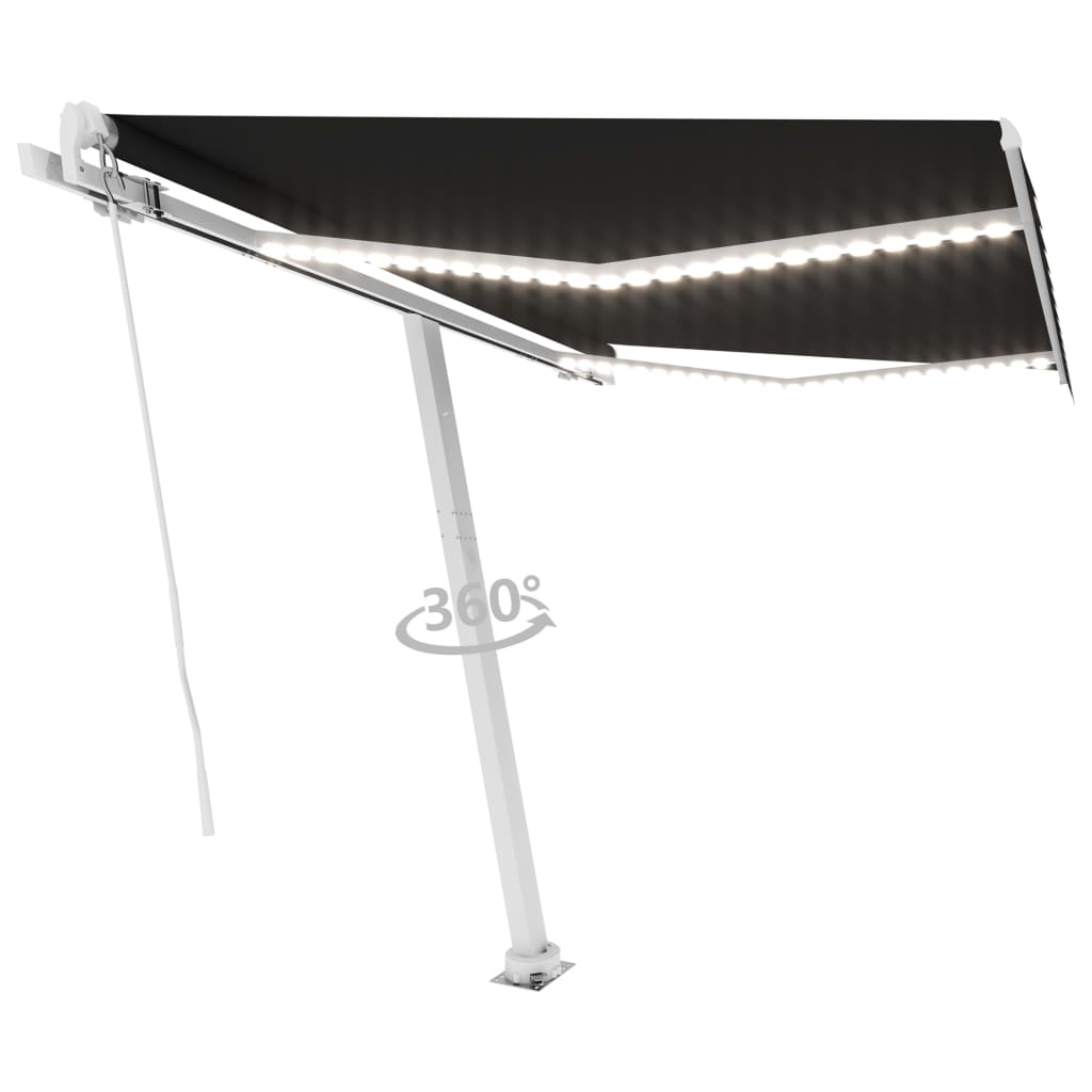 Vidaxl Luifel manuelt kan udvides med LED 350x250 cm anthracitfarve