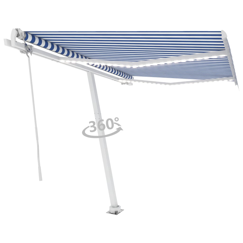 Vidaxl Laifel Automatic med LED og vindsensor 350x250 cm blå hvid