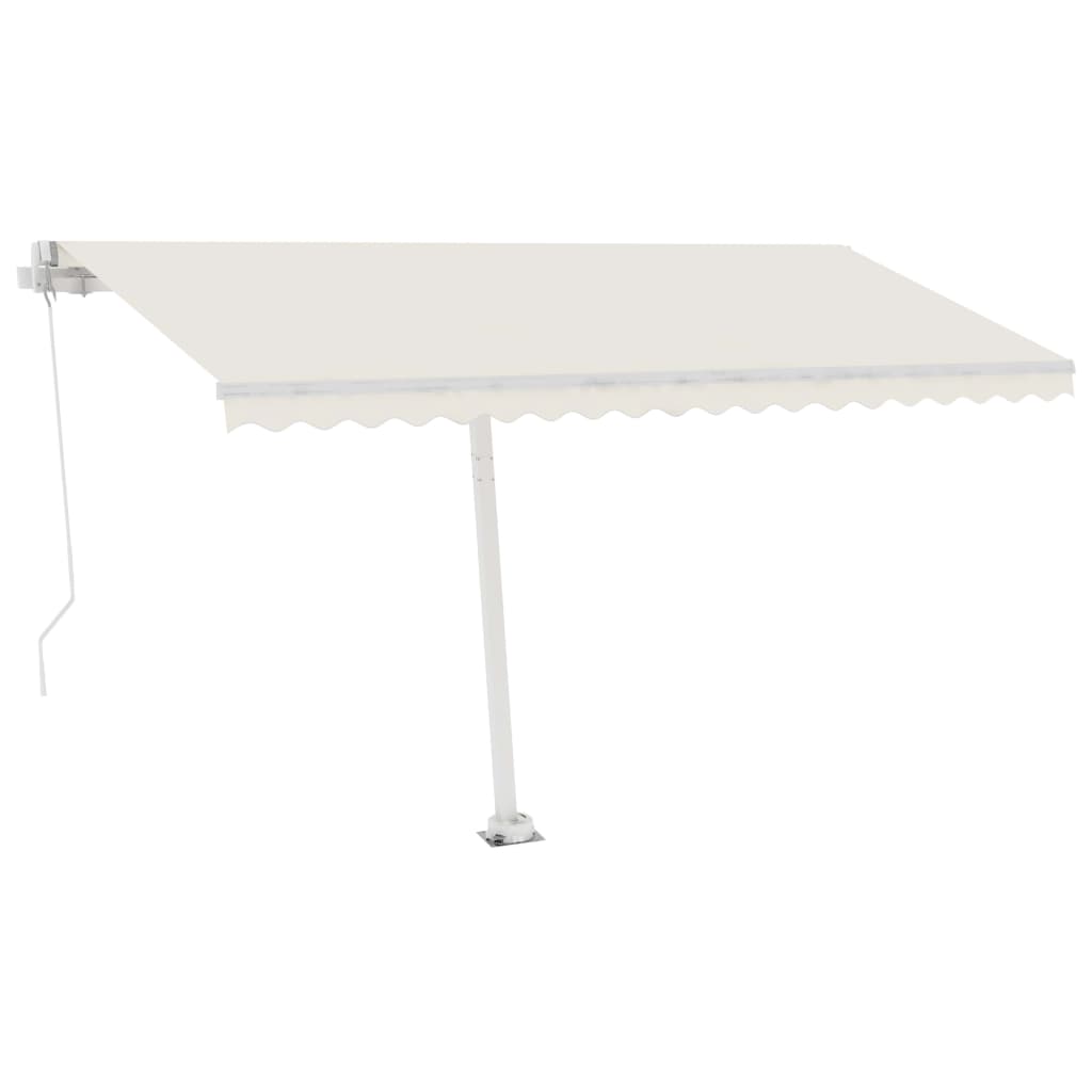 Vidaxl Luifel manuelt kan udvides med LED 400x300 cm creme -farvet