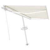 Vidaxl Luifel manuelt kan udvides med LED 400x300 cm creme -farvet