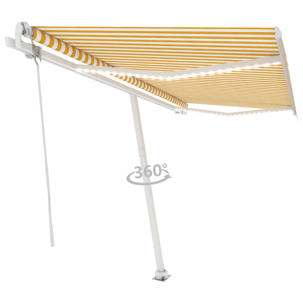 Vidaxl Luifel Automatisk med LED og vindsensor 400x300 cm gul og hvid
