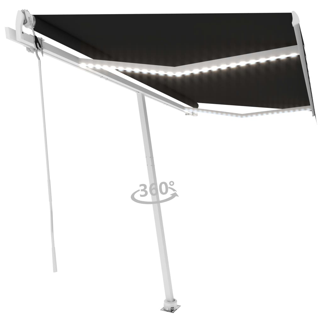 Vidaxl Luifel Automatic med LED og vindsensor 400x300 cm Anthracite