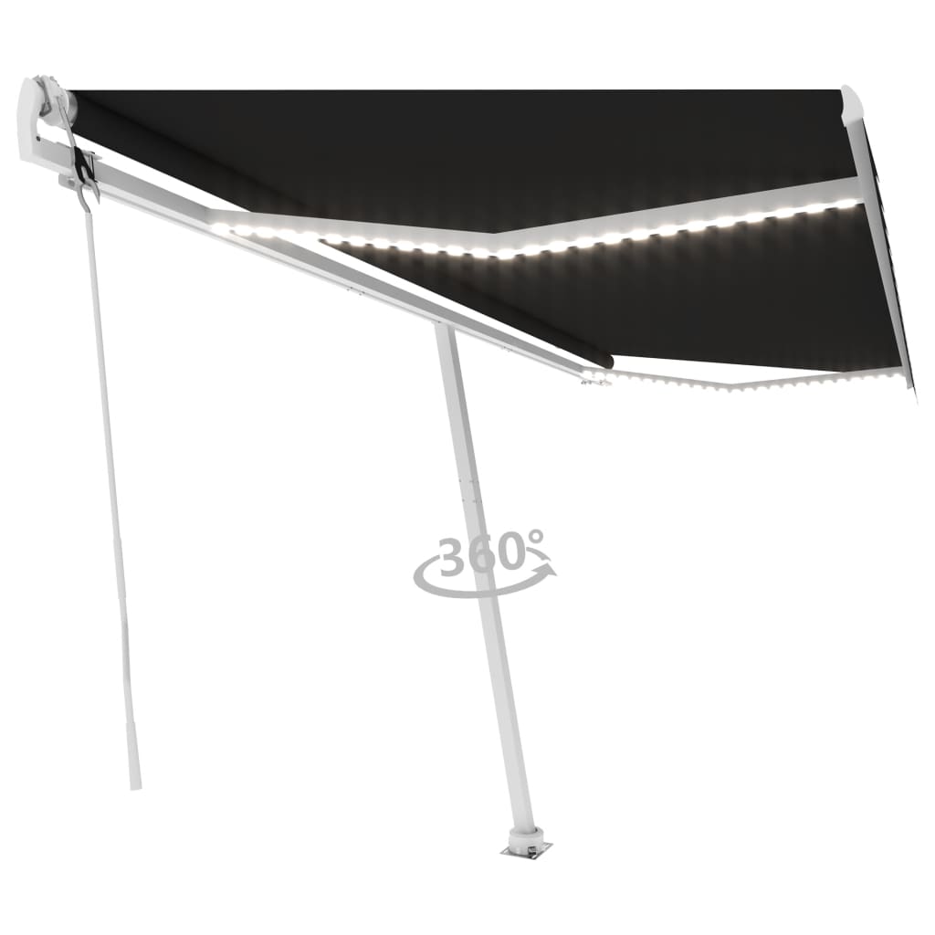 Vidaxl Luifel Automatisk med LED og vindsensor 500x300 cm Anthracite