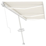 Vidaxl Luifel manuelt kan udvides med LED 600x300 cm creme -farvet