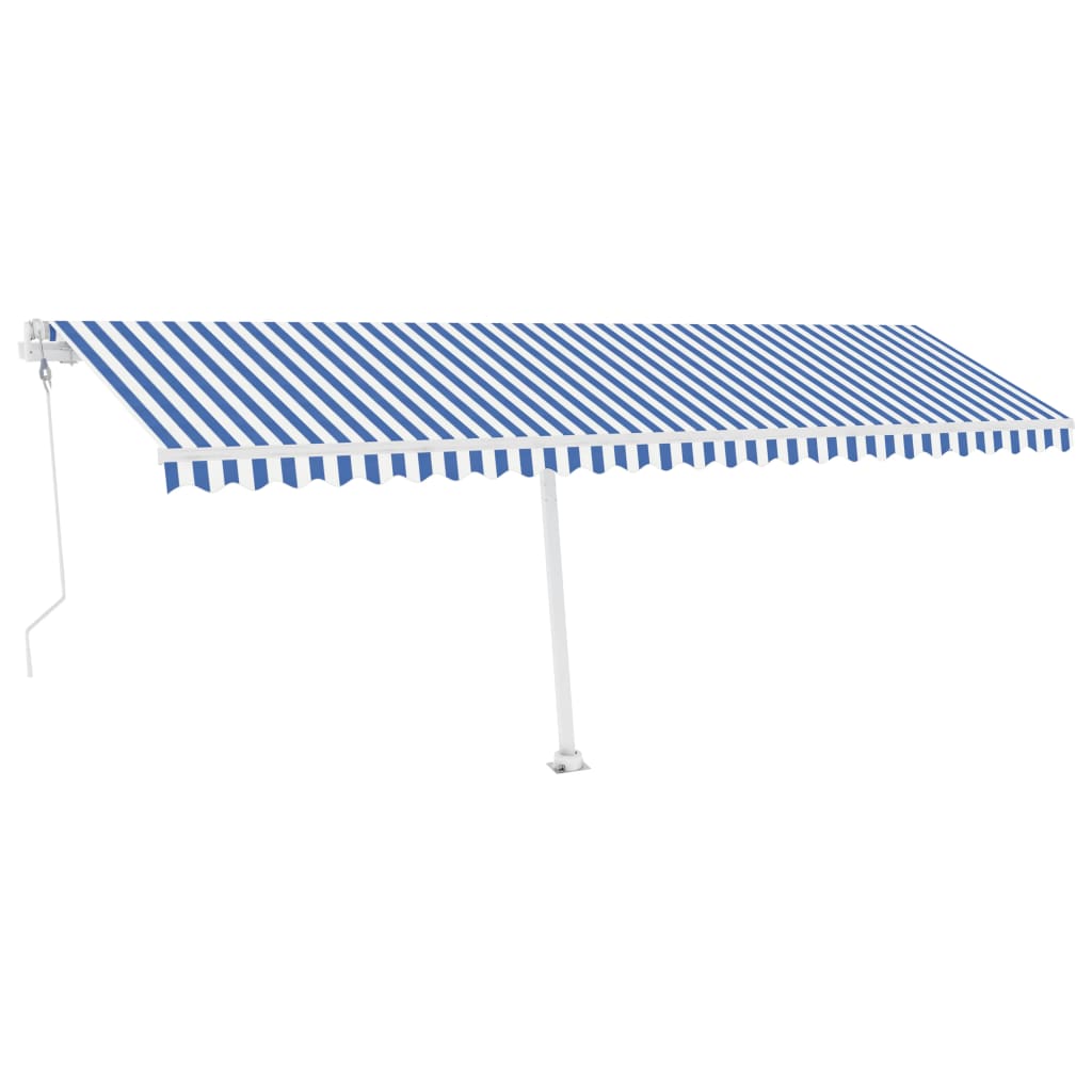 Vidaxl Luifel Automatisk med LED og vindsensor 600x300 cm blå hvid