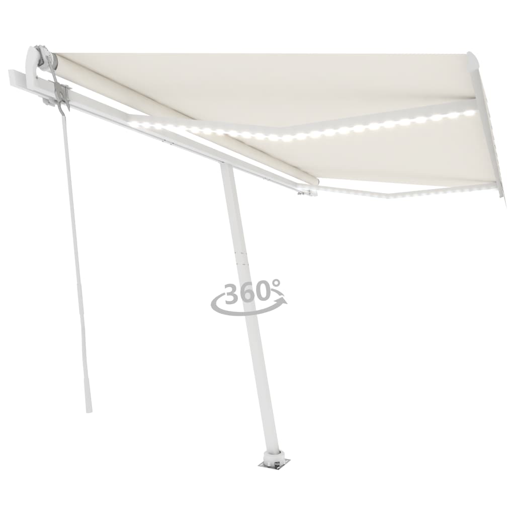Vidaxl Luifel Automatisk med LED og vindsensor 400x350 cm cremefarve