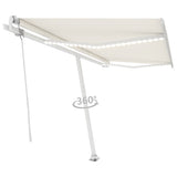 Vidaxl Luifel Automatisk med LED og vindsensor 400x350 cm cremefarve