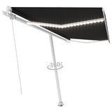 Vidaxl Luifel manuelt kan udvides med LED 450x350 cm anthracitfarve