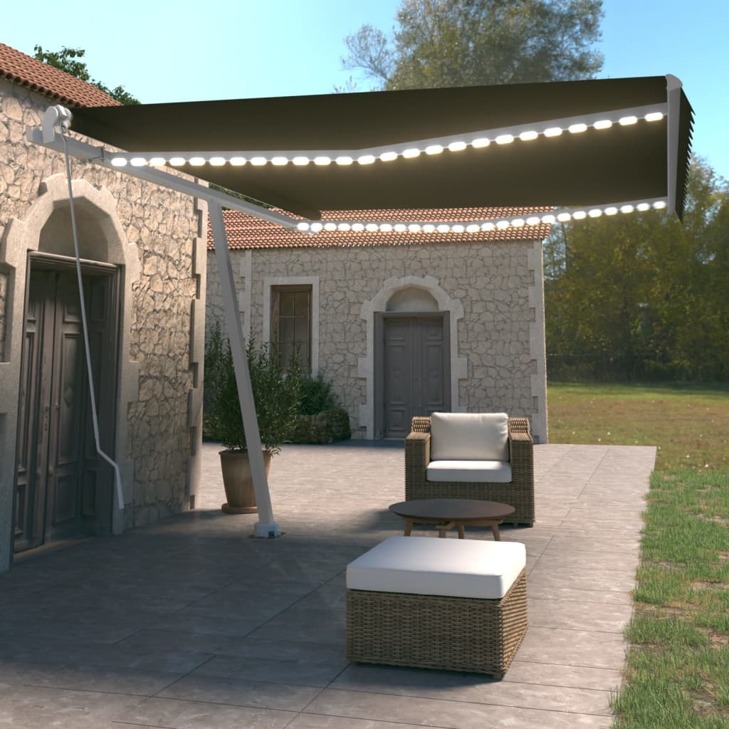 Vidaxl Luifel manuelt kan udvides med LED 450x350 cm anthracitfarve