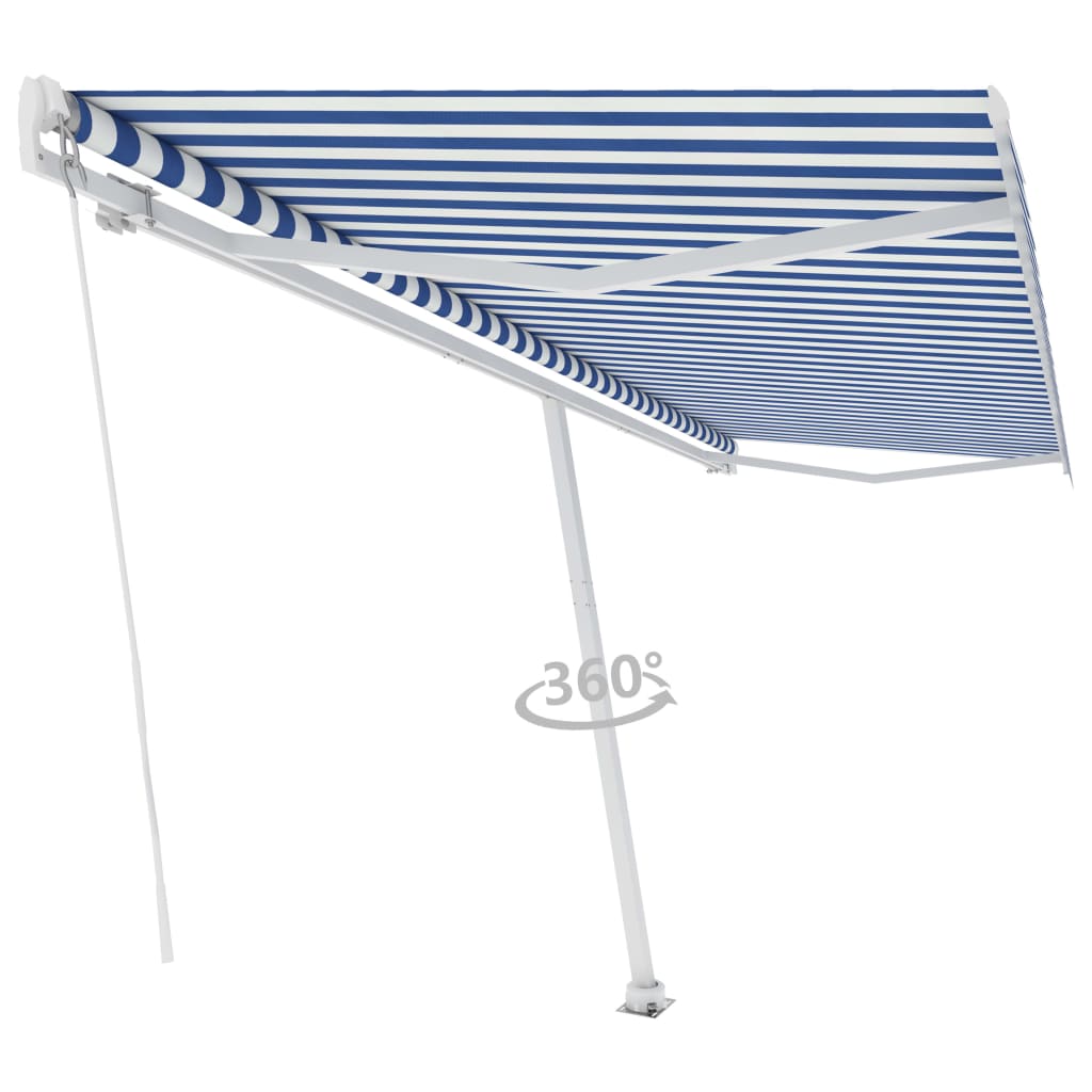 Vidaxl Luifel løsrives manuelt 500x350 cm blå og hvid