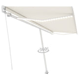 Vidaxl Luifel manuelt kan udvides med LED 500x350 cm creme -farvet