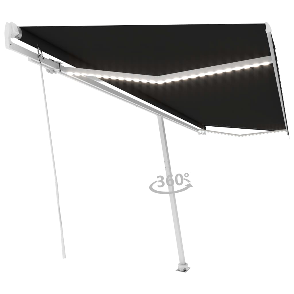 Vidaxl Luifel manuelt kan udvides med LED 500x350 cm anthracitfarve