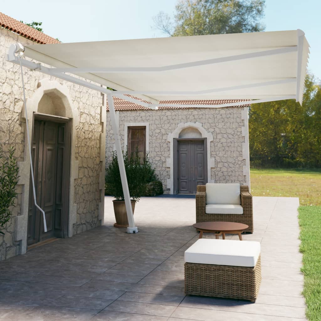Vidaxl Luifel løsrevet manuelt strækker sig 600x350 cm creme -farvet